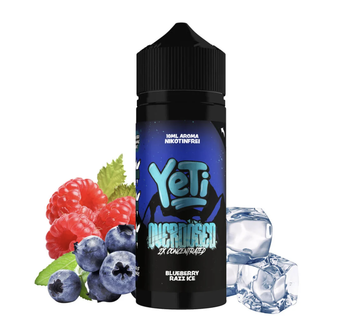 Yeti Overdosed | Blueberry Razz Ice |  Longfill Aroma 10ml in 120ml Flasche